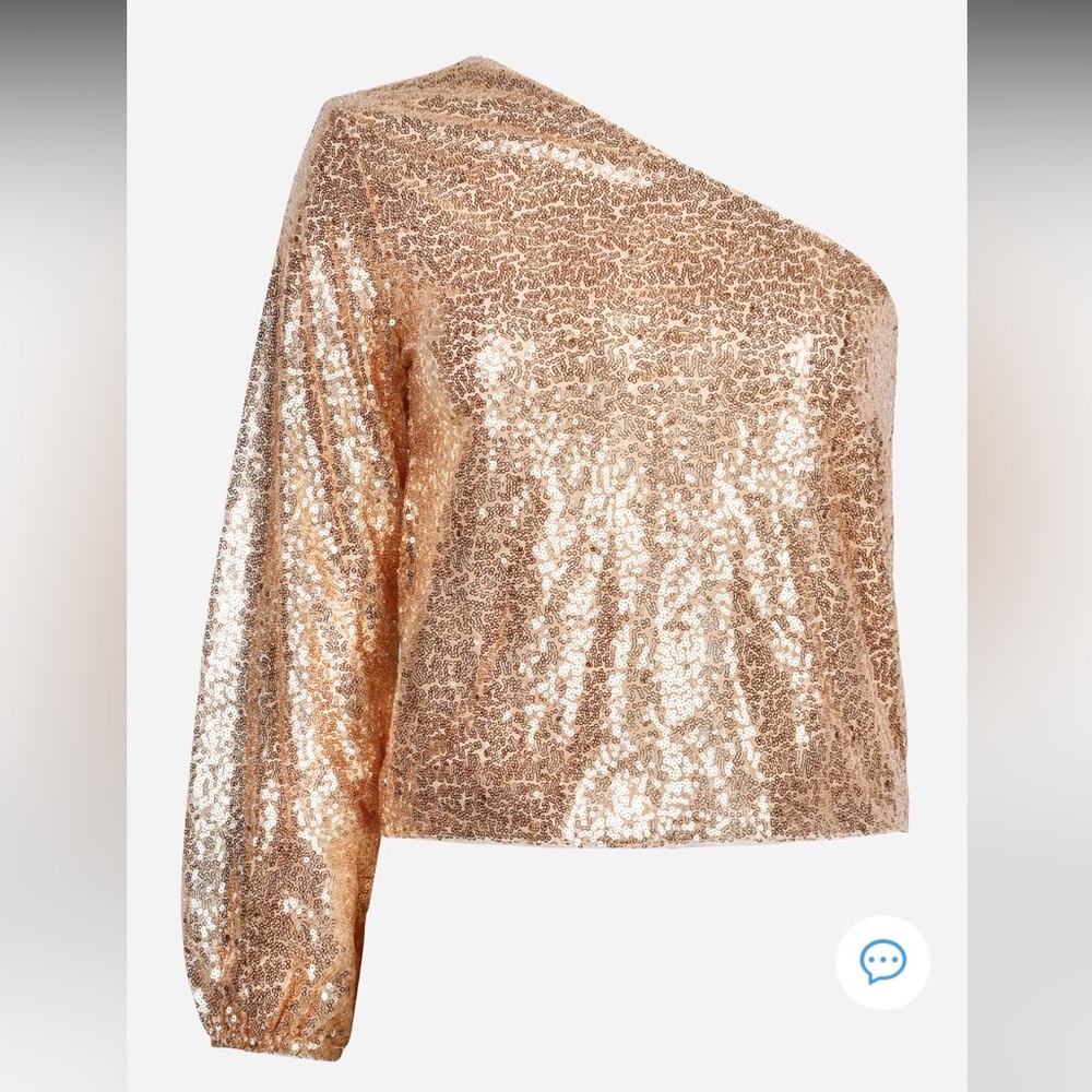 Cupshe Gold Sequin One-Shoulder Top